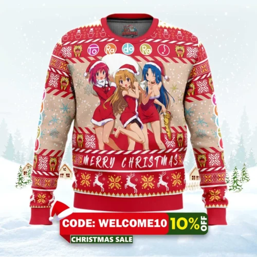 christmas girls toradora! ugly christmas sweater 1