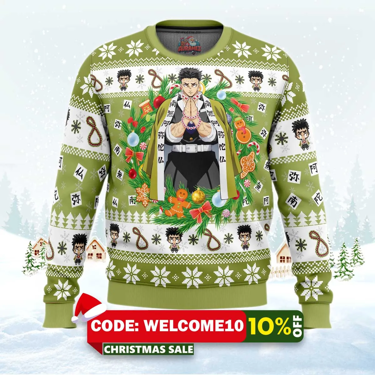 christmas gyomei himejema demon slayer ugly christmas sweater 1 christmas gyomei himejema demon slayer ugly christmas sweater 1