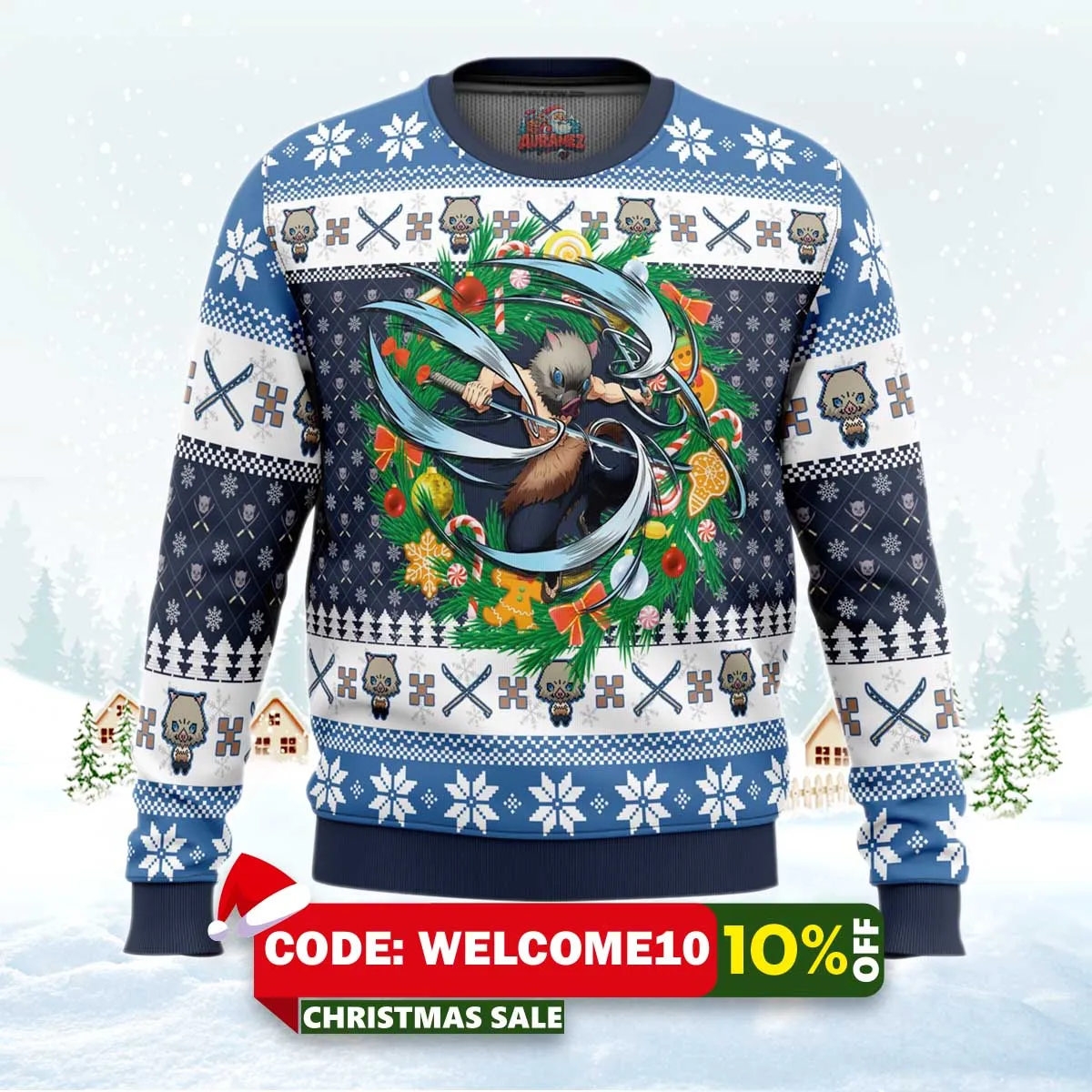 christmas hashibira inosuke demon slayer ugly christmas sweater 1 christmas hashibira inosuke demon slayer ugly christmas sweater 1