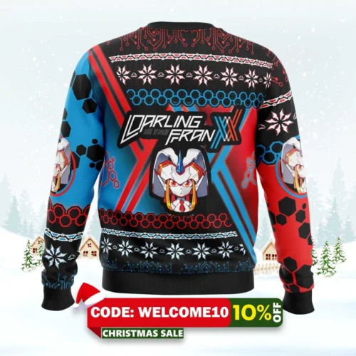 christmas hiro and zero two darling in the franxx ugly christmas sweater 2