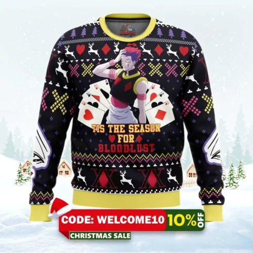 christmas hisoka hunter x hunter ugly christmas sweater 1