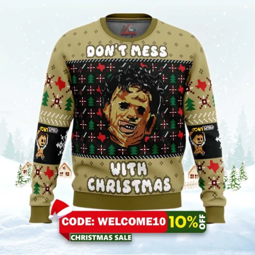 christmas in texas leatherface ugly christmas sweater 1