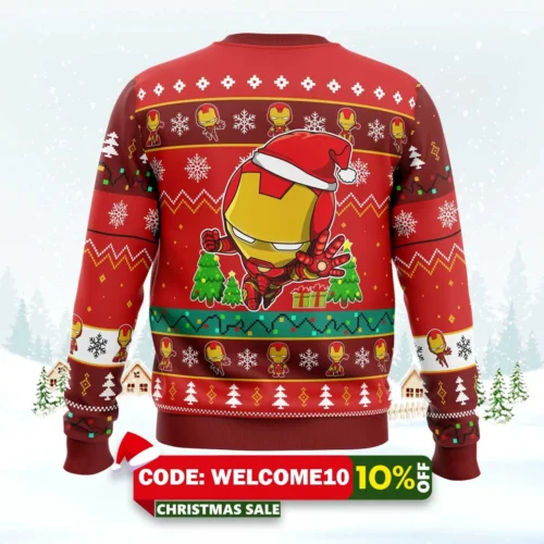 christmas iron man chibi marvel comics ugly christmas sweater 2