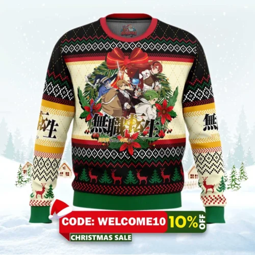 christmas is here mushoku tensei jobless reincarnation ugly christmas sweater 1