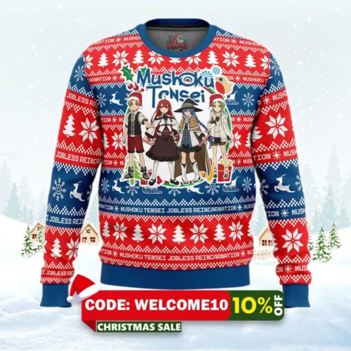 christmas joy mushoku tensei jobless reincarnation ugly christmas sweater 1