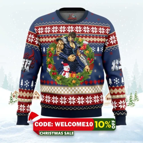 christmas kenshiro fist of the north star ugly christmas sweater 1