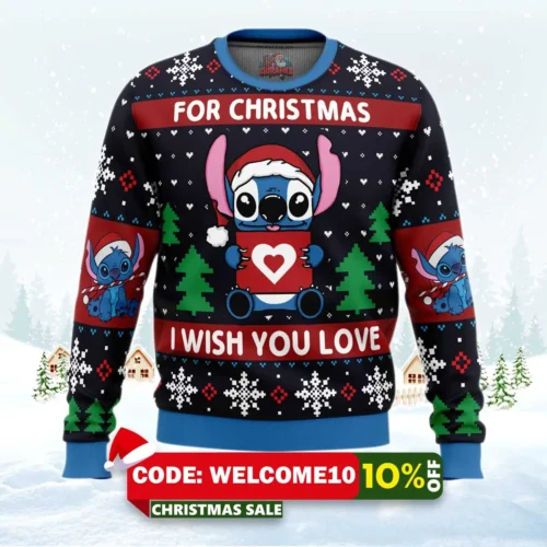 christmas love stitch ugly christmas sweater 1