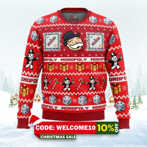 christmas monopoly board games ugly christmas sweater 1