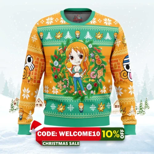 christmas nami one piece ugly christmas sweater 1