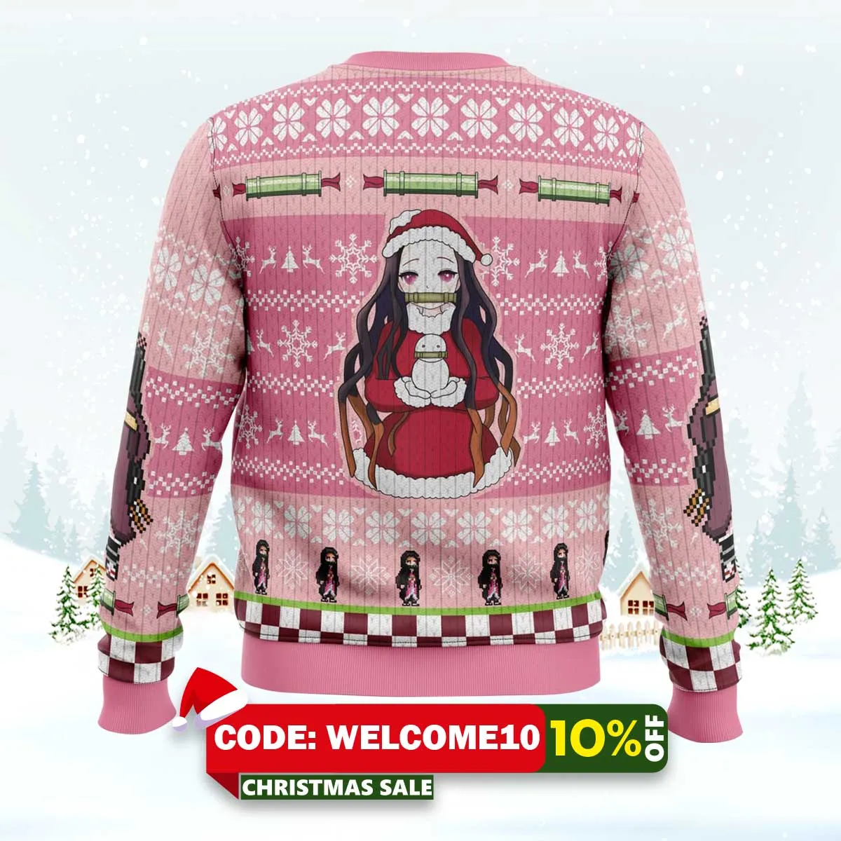 christmas nezuko kamado demon slayer ugly christmas sweater 2 christmas nezuko kamado demon slayer ugly christmas sweater 2