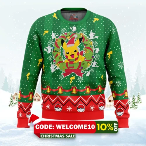 christmas pikachu pokemon ugly christmas sweater 1