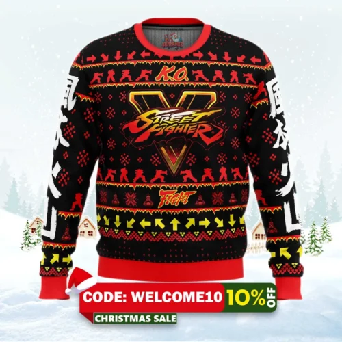 christmas ryu street fighter ugly christmas sweater 1