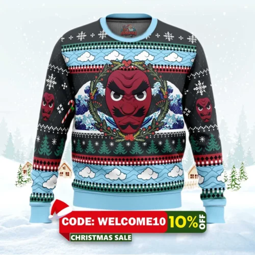 christmas sakonji urokodaki demon slayer ugly christmas sweater 1