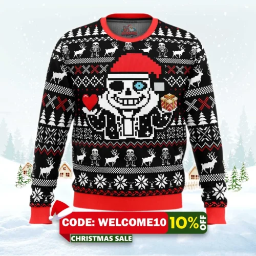 christmas sans undertale ugly christmas sweater 1