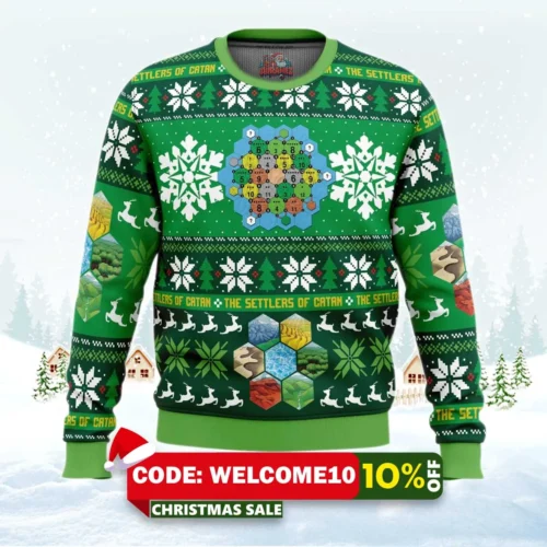 christmas settlers of catan board games ugly christmas sweater 1