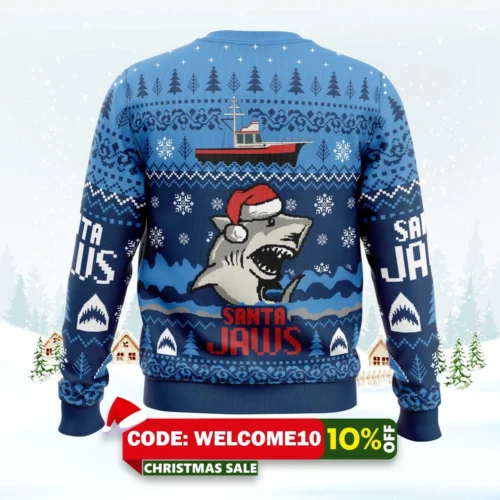 christmas shark santa jaws ugly christmas sweater 2