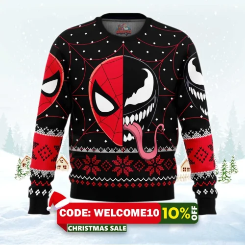 christmas spider man venom marvel comics ugly christmas sweater 1