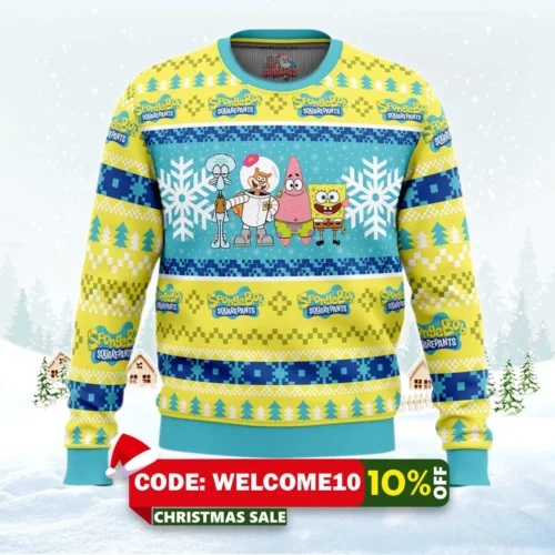 christmas spongebob nickelodeon ugly christmas sweater 1