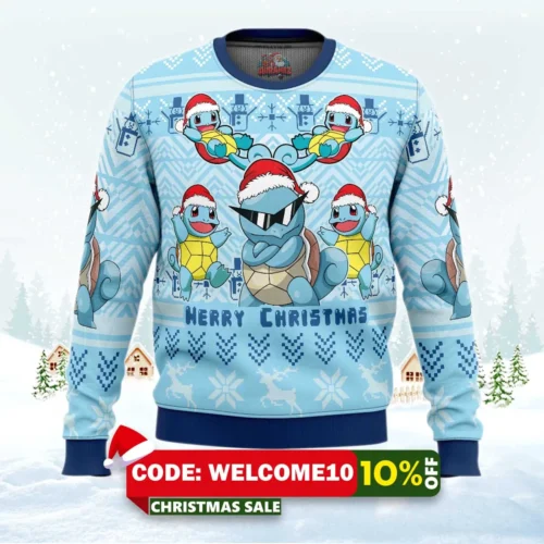 christmas squirtle pokemon ugly christmas sweater 1