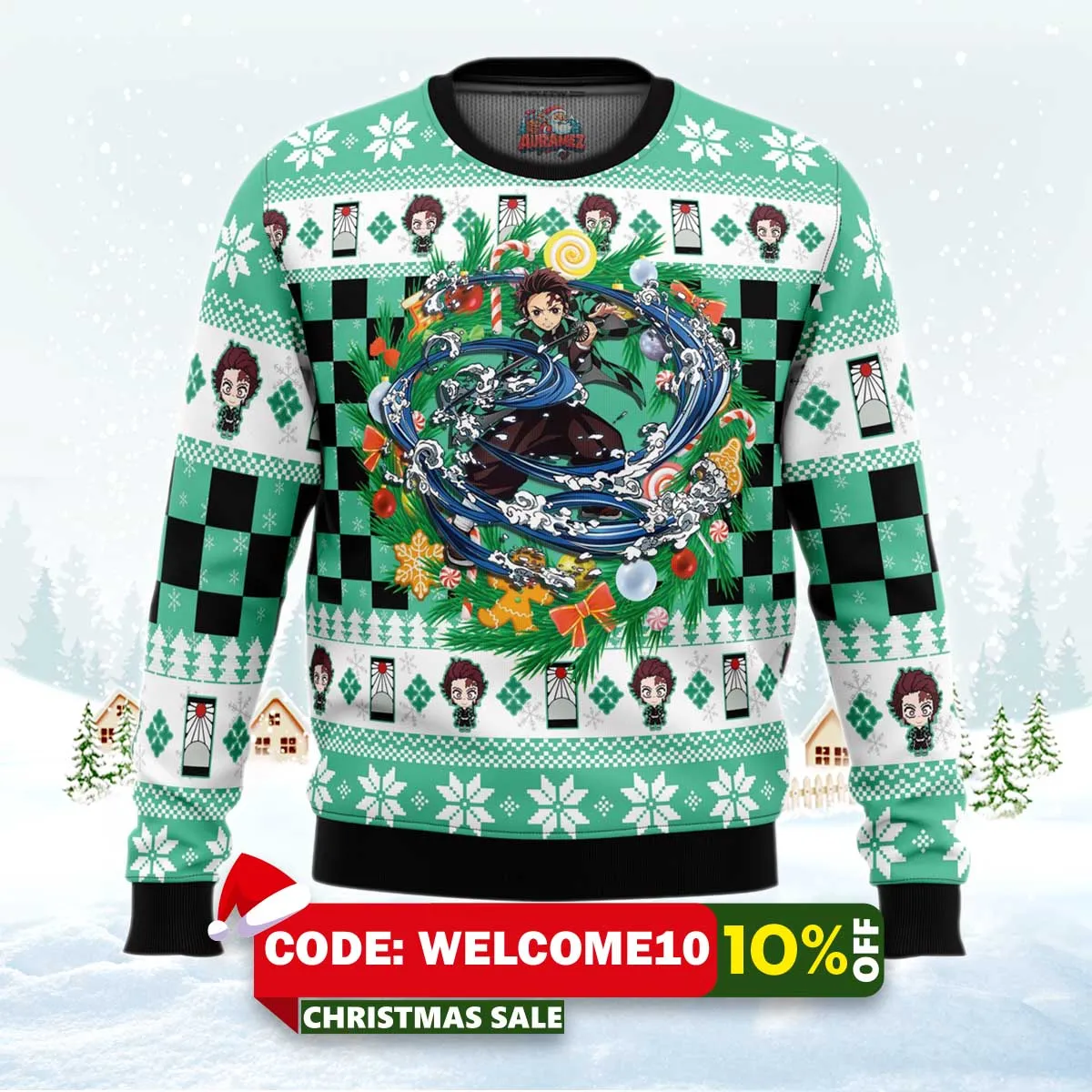 christmas tanjiro kamado demon slayer ugly christmas sweater 1 christmas tanjiro kamado demon slayer ugly christmas sweater 1