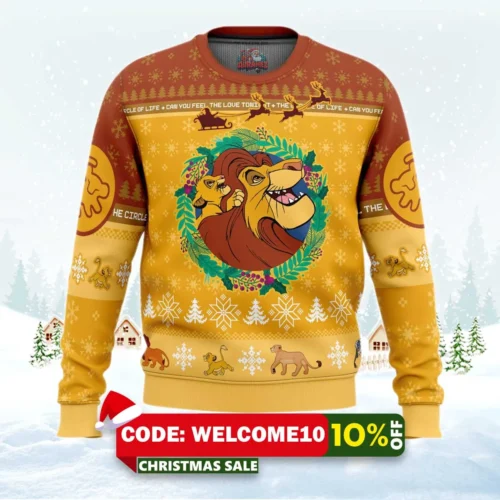 christmas the lion king disney ugly christmas sweater 1