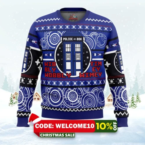 christmas through time and space doctor who ugly christmas sweater 1