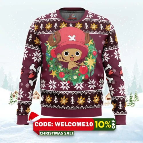 christmas tony tony chopper one piece ugly christmas sweater 1
