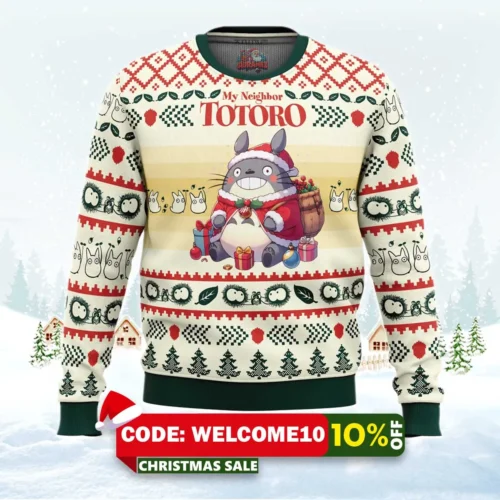 christmas totoro my neighbor totoro ugly christmas sweater 1