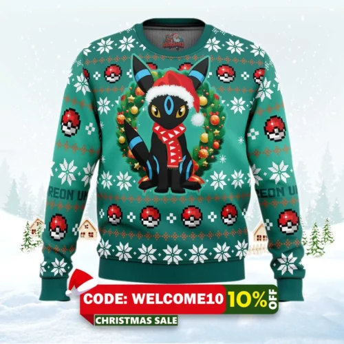 christmas umbreon pokemon ugly christmas sweater 1