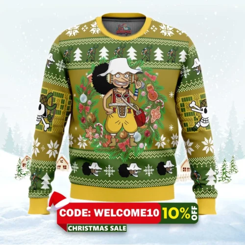 christmas usopp one piece ugly christmas sweater 1