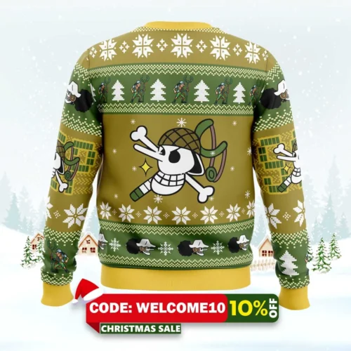 christmas usopp one piece ugly christmas sweater 2