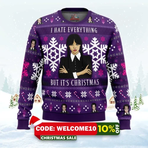 christmas wednesday adams family ugly christmas sweater 1