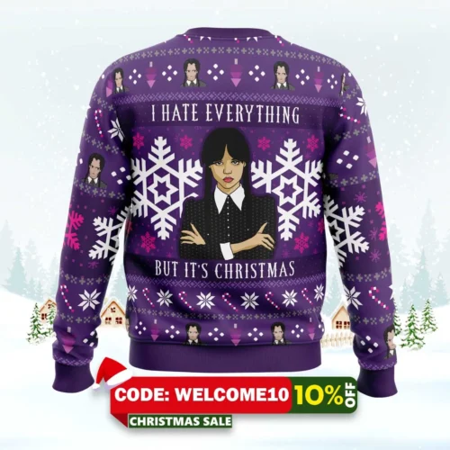 christmas wednesday adams family ugly christmas sweater 2