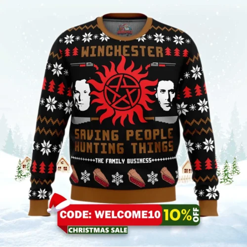 christmas winchesters supernatural ugly sweater 1