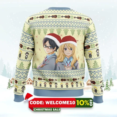 christmas your lie in april ugly sweater 2