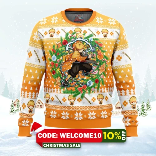 christmas zenitsu agatsuma demon slayer ugly sweater 1