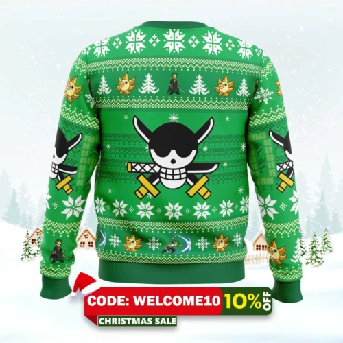 christmas zoro one piece ugly sweater 2