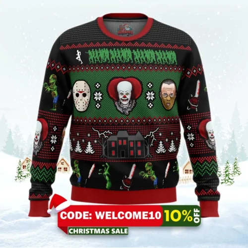 classic horror christmas ugly sweater 1