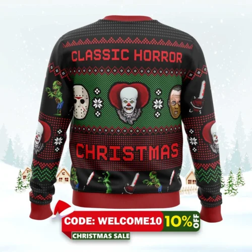 classic horror christmas ugly sweater 2