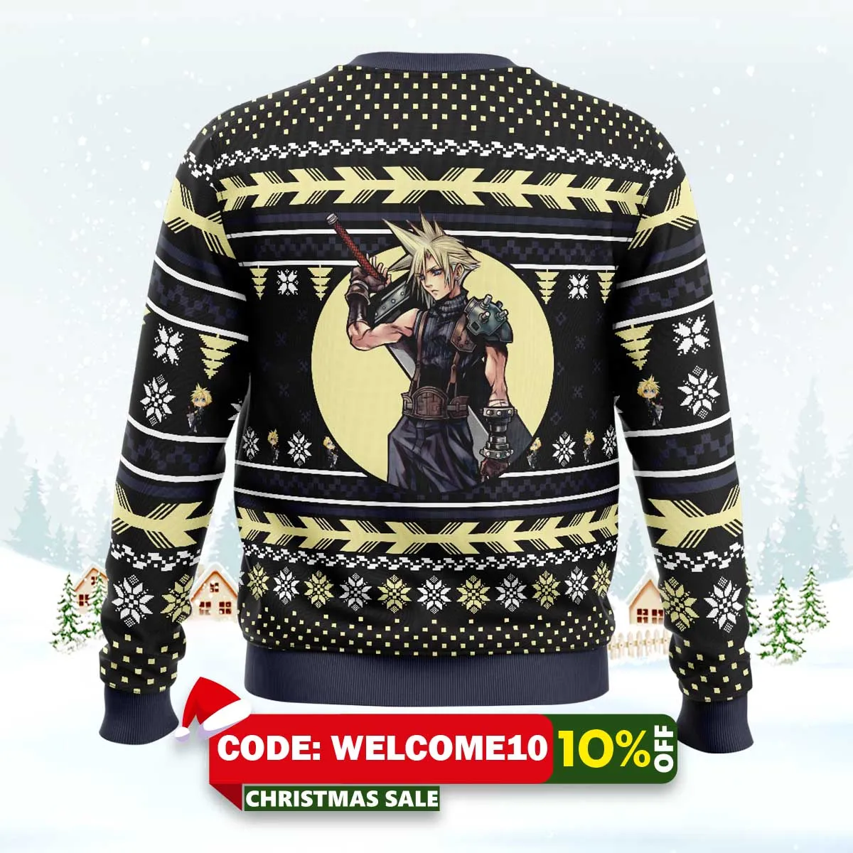 cloud final fantasy ugly christmas sweater 2 cloud final fantasy ugly christmas sweater 2