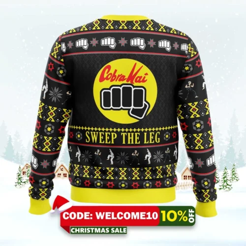 Cobra Kai Sweep The Leg Karate Kid Ugly Christmas Sweater 1 cobra kai sweep the leg karate kid ugly christmas sweater 2