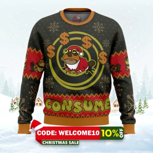 consume futurama ugly christmas sweater 1
