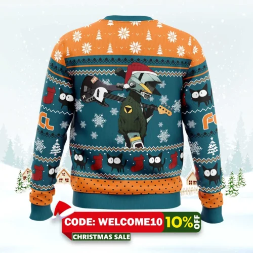 cool guitar canti fooly cooly flcl ugly christmas sweater 2