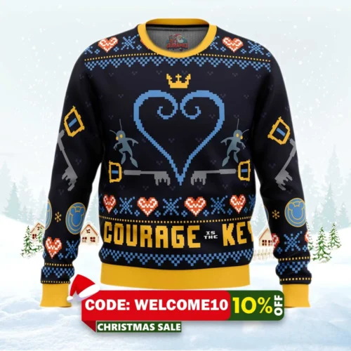 courage is the key kingdom hearts ugly christmas sweater 1