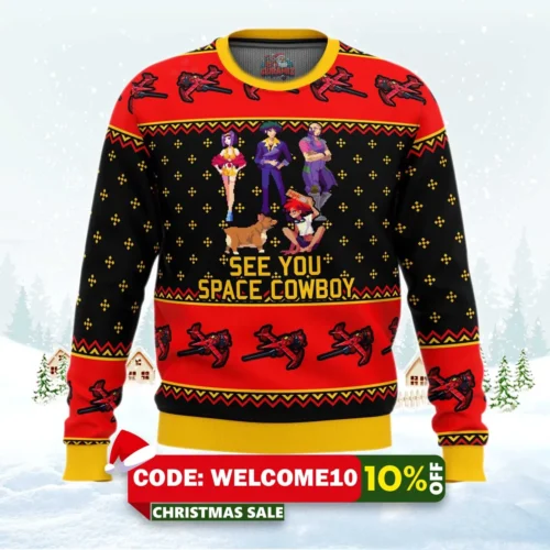cowboy bebop see you space cowboy ugly christmas sweater 1