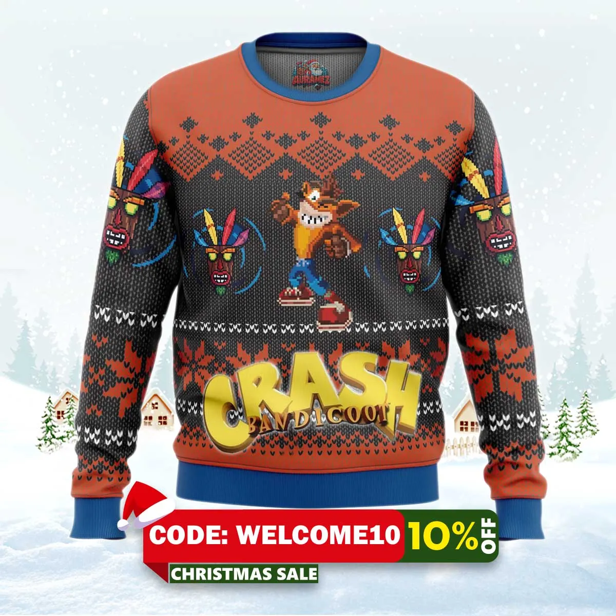 crash bandicoot alt ugly christmas sweater 1 crash bandicoot alt ugly christmas sweater 1