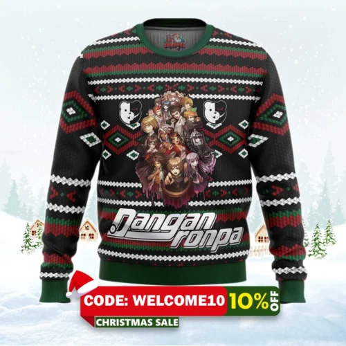 danganronpa alt ugly christmas sweater 1