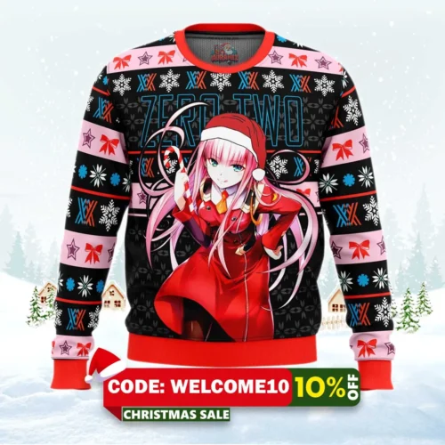 darling in the franxx zero two ugly christmas sweater 1