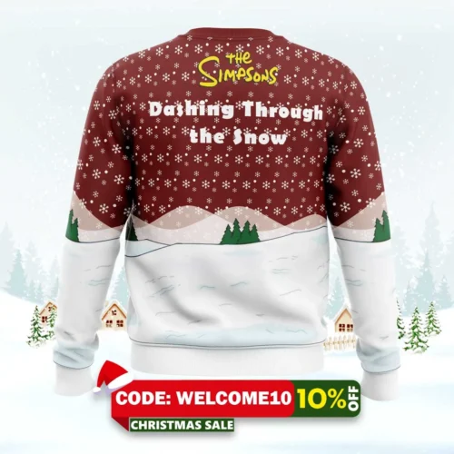 dashing through the snow the simpsons ugly christmas sweater 2