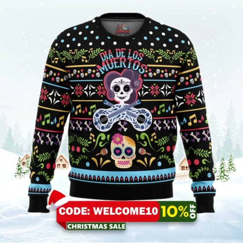 day of the dead ugly christmas sweater 1